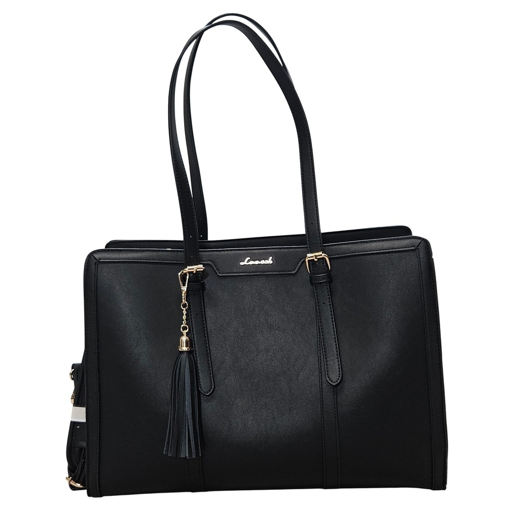 Lancash Black Structured Laptop Tote Bag for Women